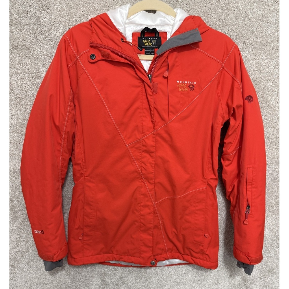 Mountain Hardwear DryQ Jacket Women's SMALL Orange Hooded Full Zip Outdoors Coat